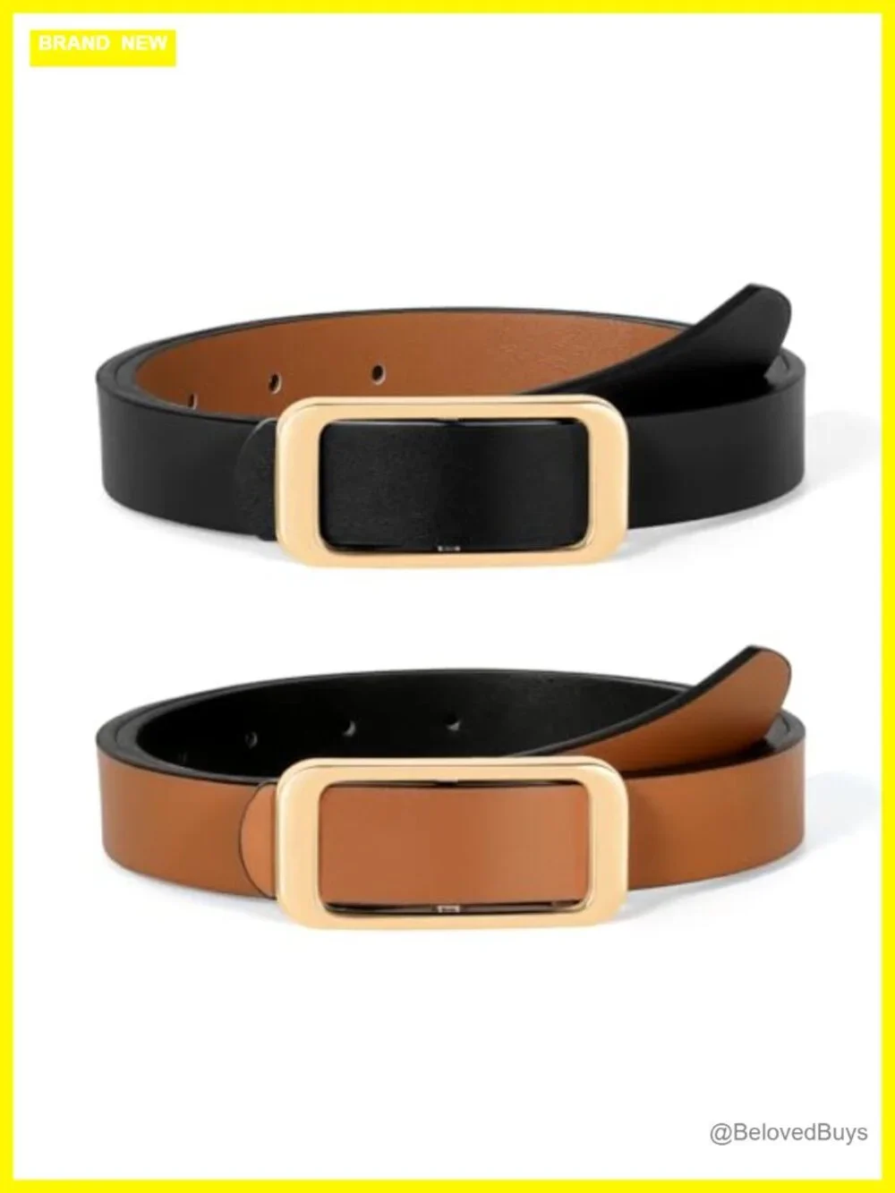 Women's Reversible Faux Leather Belt with Detachable Gold Buckle, 0.9 inch